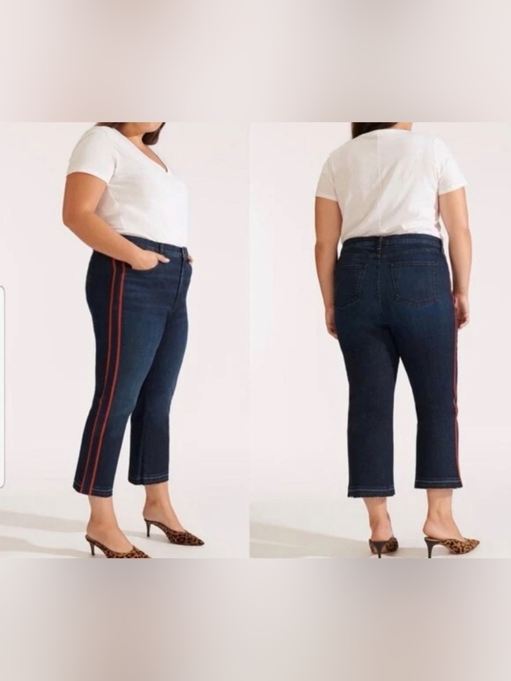 VERONICA BEARD Carolyn High-Rise Baby-Boot Jean with Tux Stripe Plus Size 22